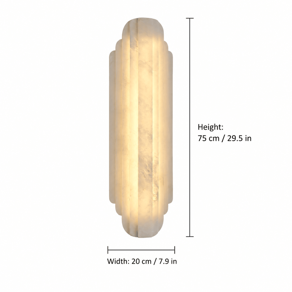 Living Room Wall Sconce | Spanish Alabaster Art Deco | Arcelis - H75 x W20 cm (29.5 x 7.9 in)Blushlighting