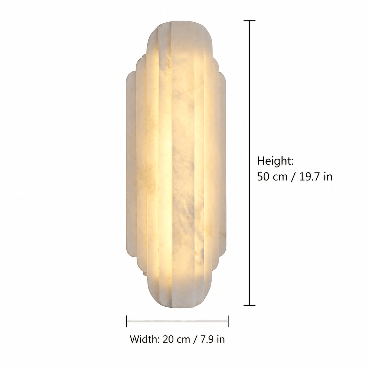 Living Room Wall Sconce | Spanish Alabaster Art Deco | Arcelis - H50 x W20 cm (19.7 x 7.9 in)Blushlighting