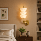 Living Room Wall Sconce | Spanish Alabaster Mid-Century Modern | Calista - W5.71 × H22.44 × D6.10 inBlushlighting