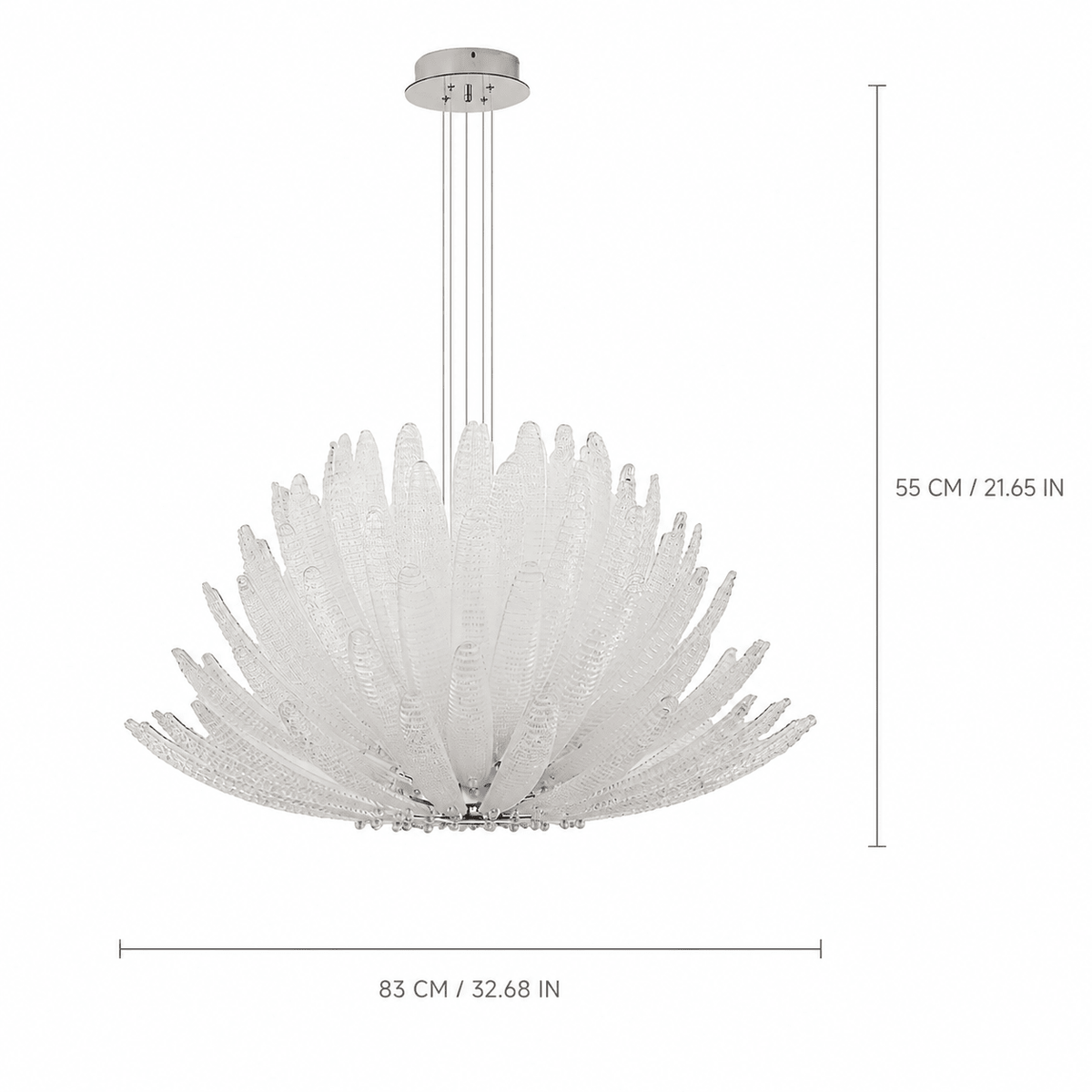 Living Room/Bedroom Chandelier – Artisan Murano Style Calista - 32.7" Dia x 21.7" HBlushlighting