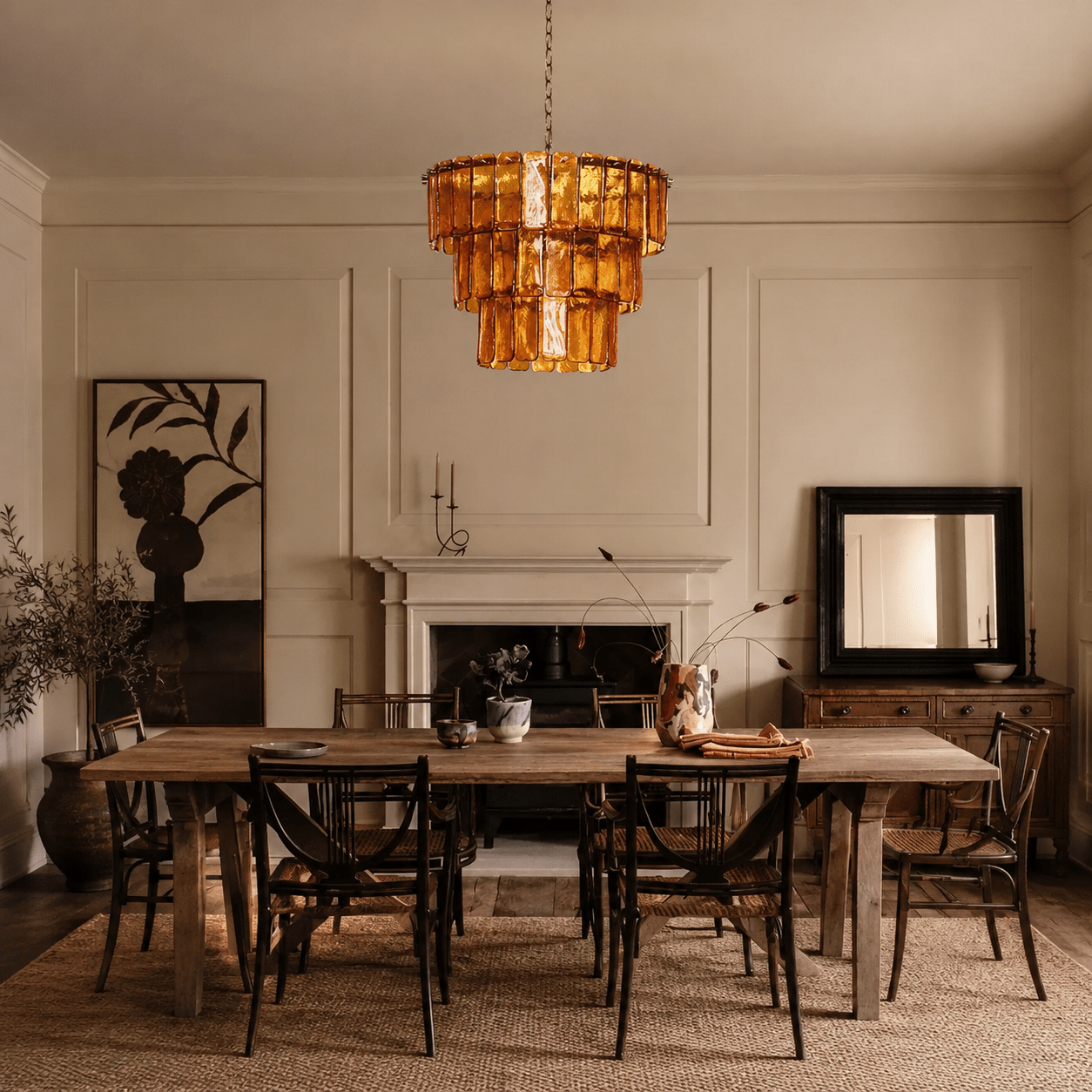 Living Room/Bedroom Chandelier – Artisan Murano Style Solenne Ember - 50 cm (19.7 in) / 3-TierBlushlighting