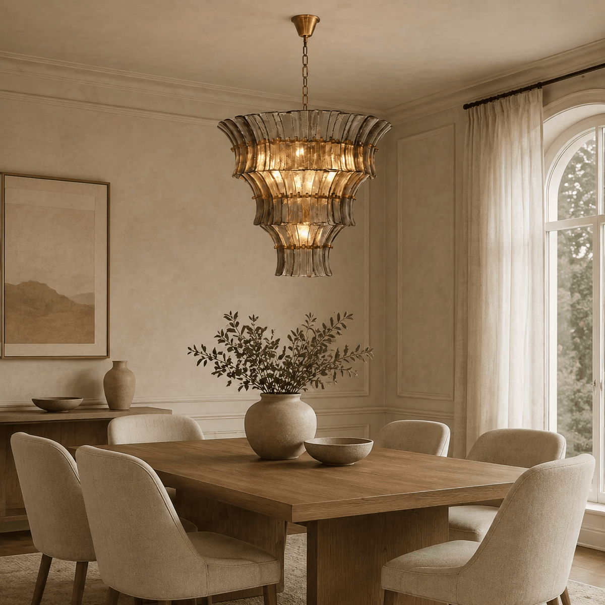 Living Room/Bedroom Chandelier – Artisan Murano Style Vespera - D23.6” x H23.6”Blushlighting