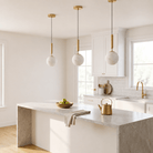 Living Room/Bedroom Mini Pendant Light – Modern Alabaster Solenne - 5.9" Dia x 12.6" HBlushlighting