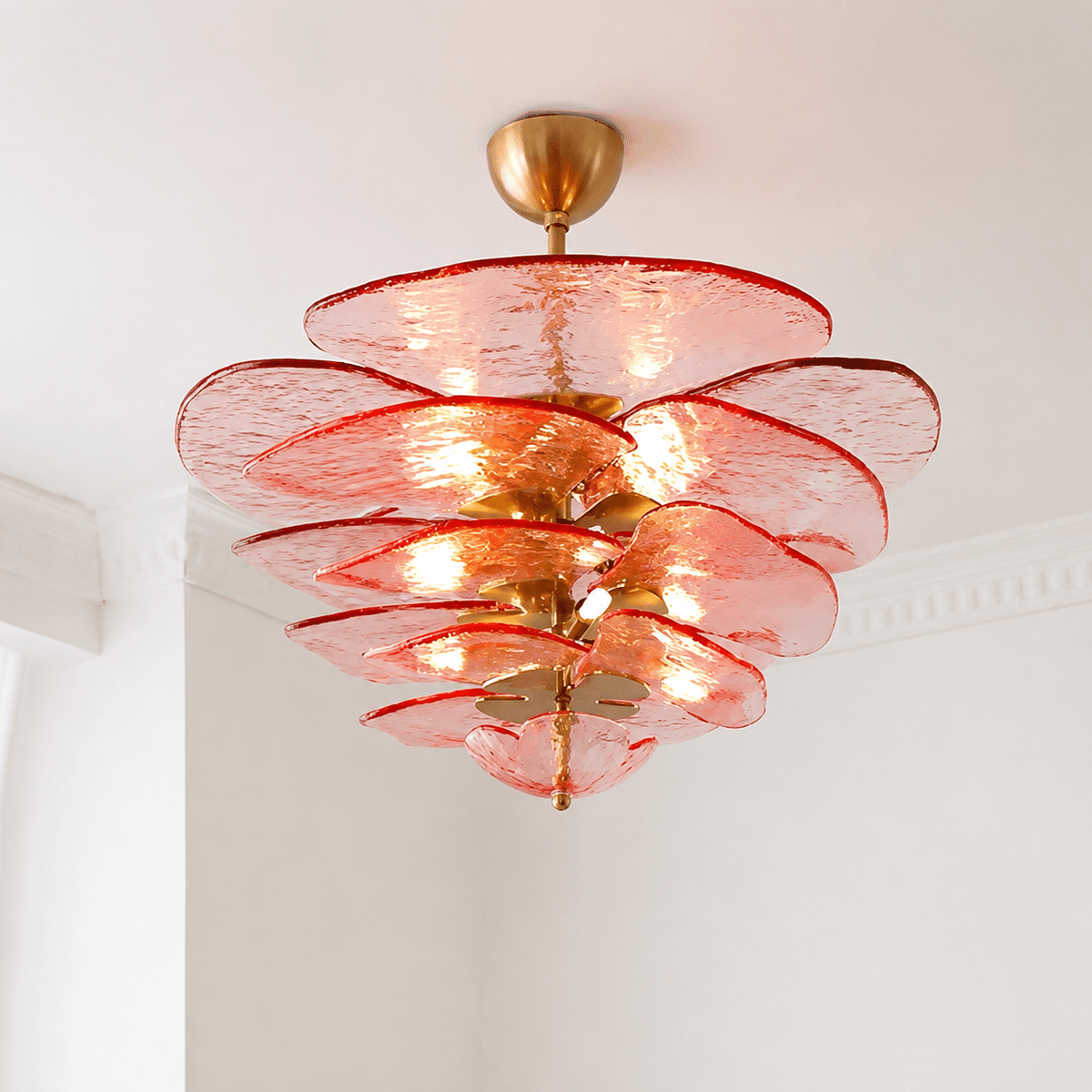 Living Room/Dining Room Chandelier – Artisan Murano Style Petal Cascade - PinkØ55 cm / 8 LightsBlushlighting