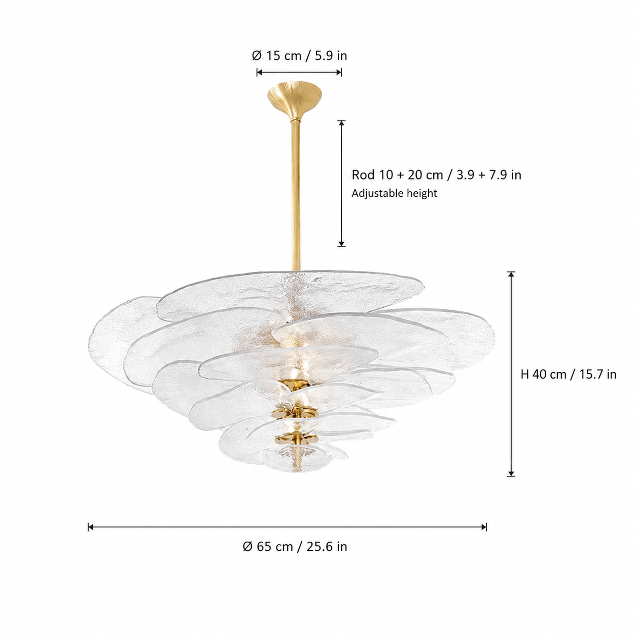 Living Room/Dining Room Chandelier – Artisan Murano Style Petal Cascade - ClearØ65 cm / 12 LightsBlushlighting