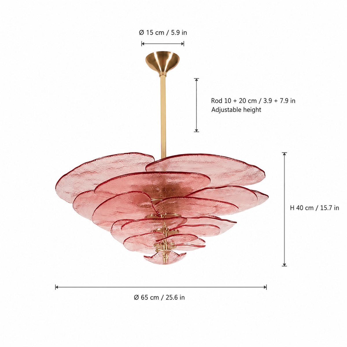 Living Room/Dining Room Chandelier – Artisan Murano Style Petal Cascade - PinkØ65 cm / 12 LightsBlushlighting