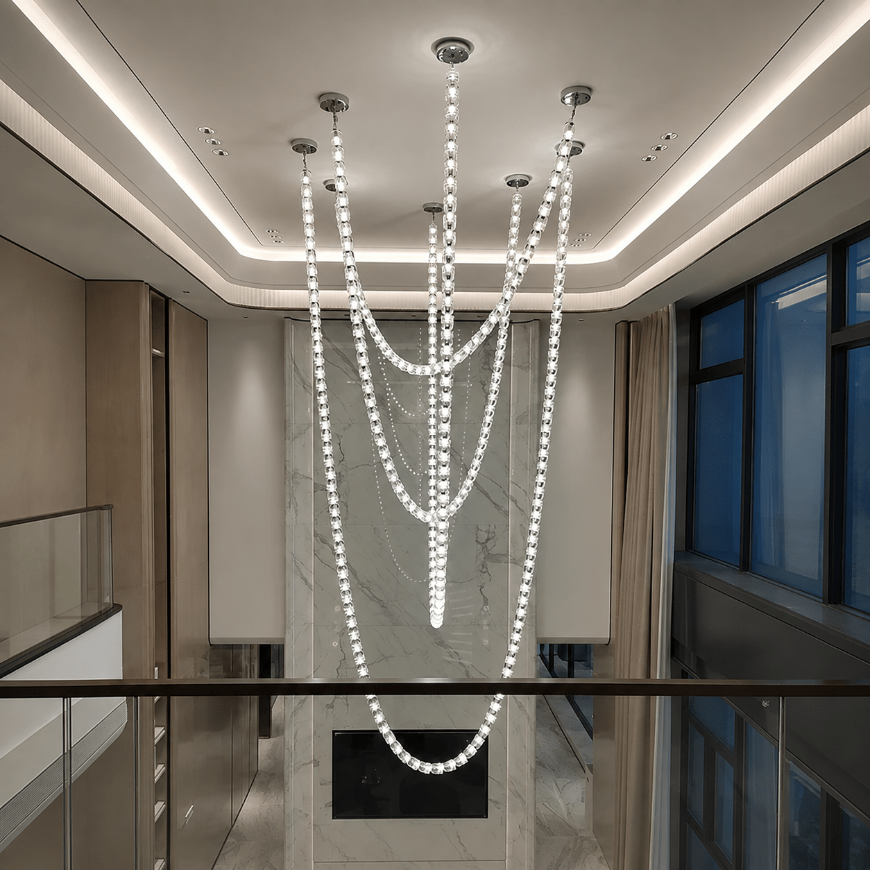 Living Room/Stairwell Chandelier – Modern Crystal Versailles Veil - 23.6 × 41.3 in / 50-Light / 3-TierBlushlighting