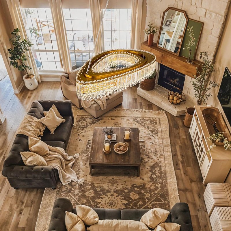 Lohan 31.5" Modern LED Crystal Chandelier for Dining Room, Kitchen Island, Living Room, Bedroom, Foyer - Blushlighting