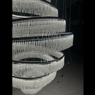 Long Crystal Tassel Rings Chandelier Extra Large Living Room Staircase High Ceiling Lighting Fixture - 11 Rings/ D47.2"*H118.1"Warm LightBlushlighting