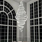 Long Crystal Tassel Rings Chandelier Extra Large Living Room Staircase High Ceiling Lighting Fixture - 11 Rings/ D47.2"*H118.1"Warm LightBlushlighting