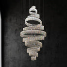 Long Crystal Tassel Rings Chandelier Extra Large Living Room Staircase High Ceiling Lighting Fixture - 11 Rings/ D47.2"*H118.1"Warm LightBlushlighting