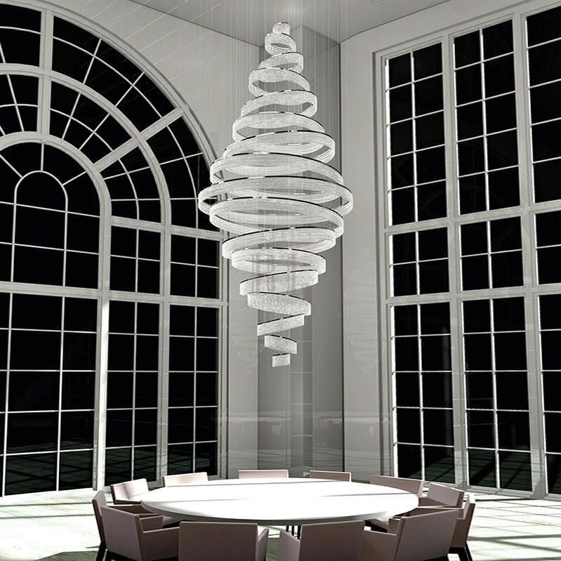 Long Crystal Tassel Rings Chandelier Extra Large Living Room Staircase High Ceiling Lighting Fixture - 11 Rings/ D47.2"*H118.1"Warm LightBlushlighting