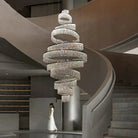 Long Crystal Tassel Rings Chandelier Extra Large Living Room Staircase High Ceiling Lighting Fixture-