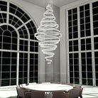 Long Crystal Tassel Rings Chandelier Extra Large Living Room Staircase High Ceiling Lighting Fixture - Blushlighting