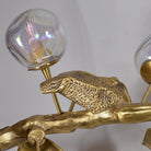 Long Organic Glass Bubble Brass Leaves Branch Chandelier 59" L - Blushlighting
