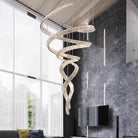 Long Spiral Crystal Chandelier - ∅ 31.5″ x H 90.1″ / Dia 80cm x H 230cmStainless steel & Clear crystalWarm LightBlushlighting