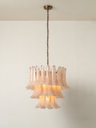 Lonso Taupe Mid-Century Brass & Glass Chandelier – Vintage Glam - Blushlighting