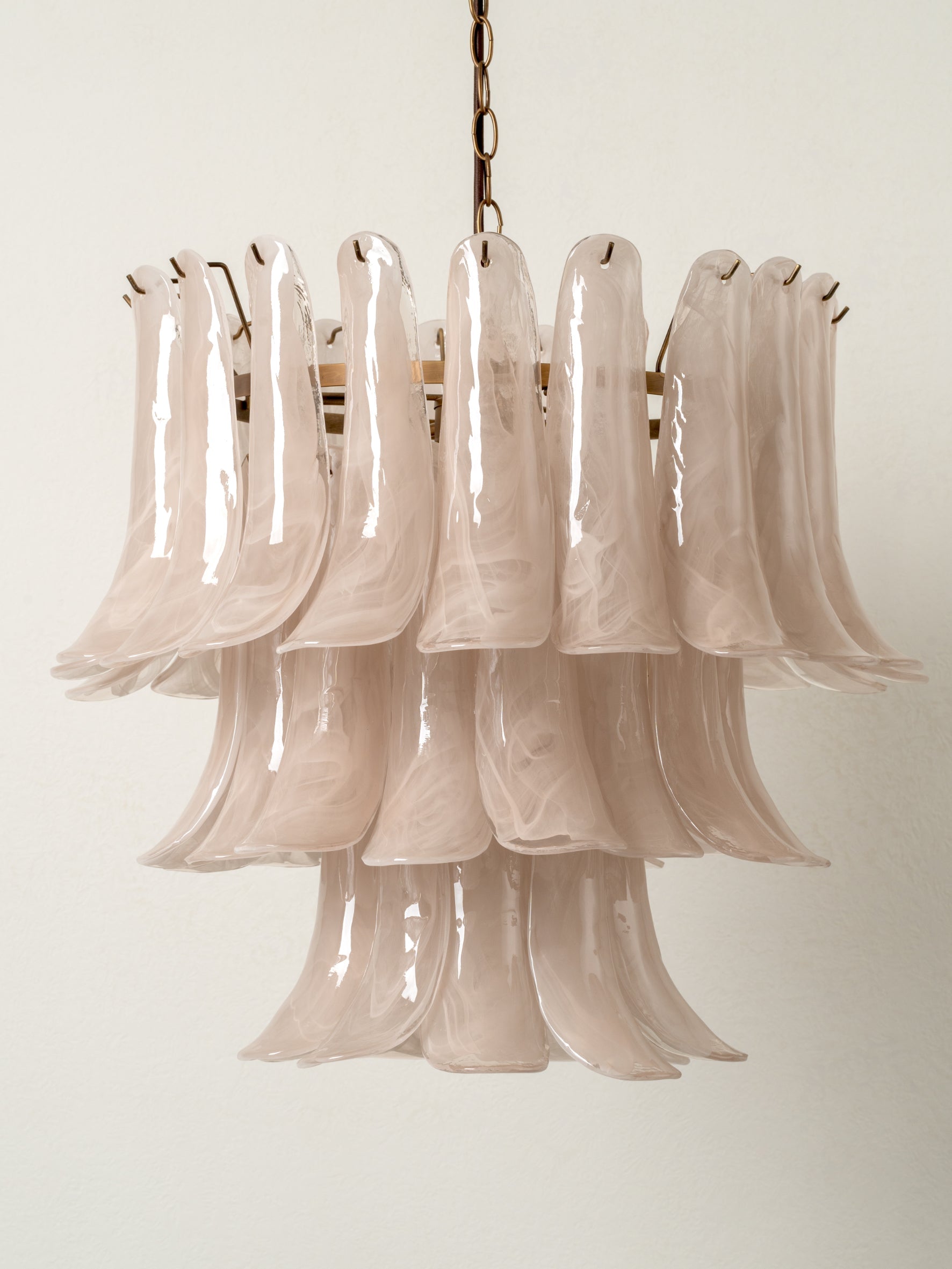 Lonso Taupe Mid-Century Brass & Glass Chandelier – Vintage Glam - Blushlighting