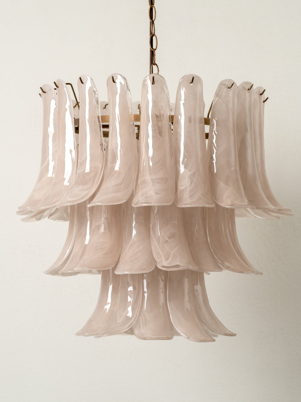 Lonso Taupe Mid-Century Brass & Glass Chandelier – Vintage Glam - Blushlighting