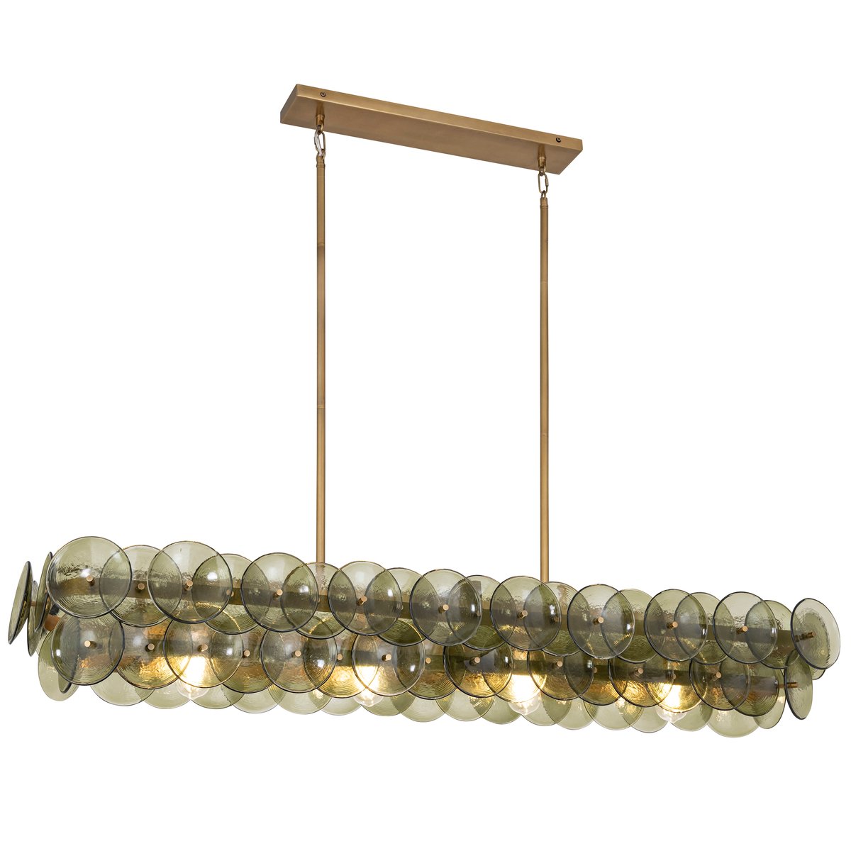 Loren Linear Chandelier - L 54" x W 14" x H 8"GreenBrassBlushlighting