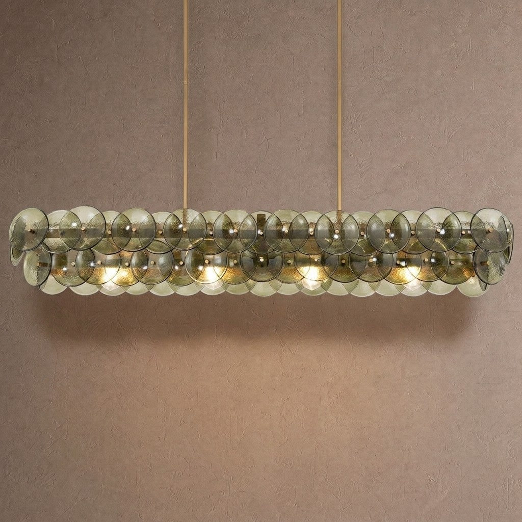Loren Linear Chandelier - L 54" x W 14" x H 8"GreenBrassBlushlighting