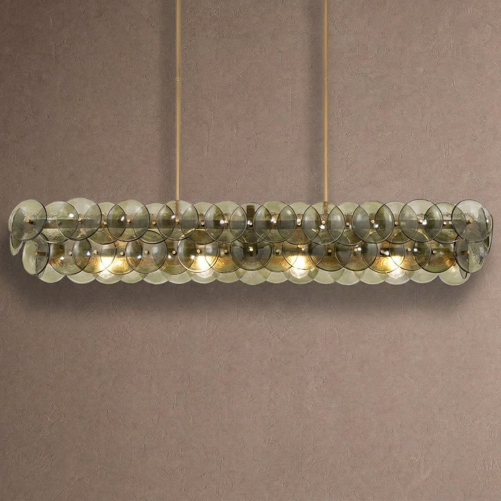 Loren Linear Chandelier - L 54" x W 14" x H 8"GreenBrassBlushlighting
