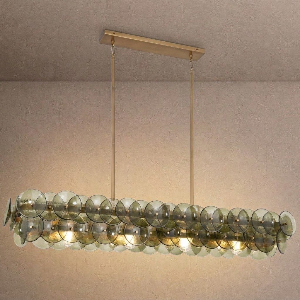 Loren Linear Chandelier - L 54" x W 14" x H 8"GreenBrassBlushlighting