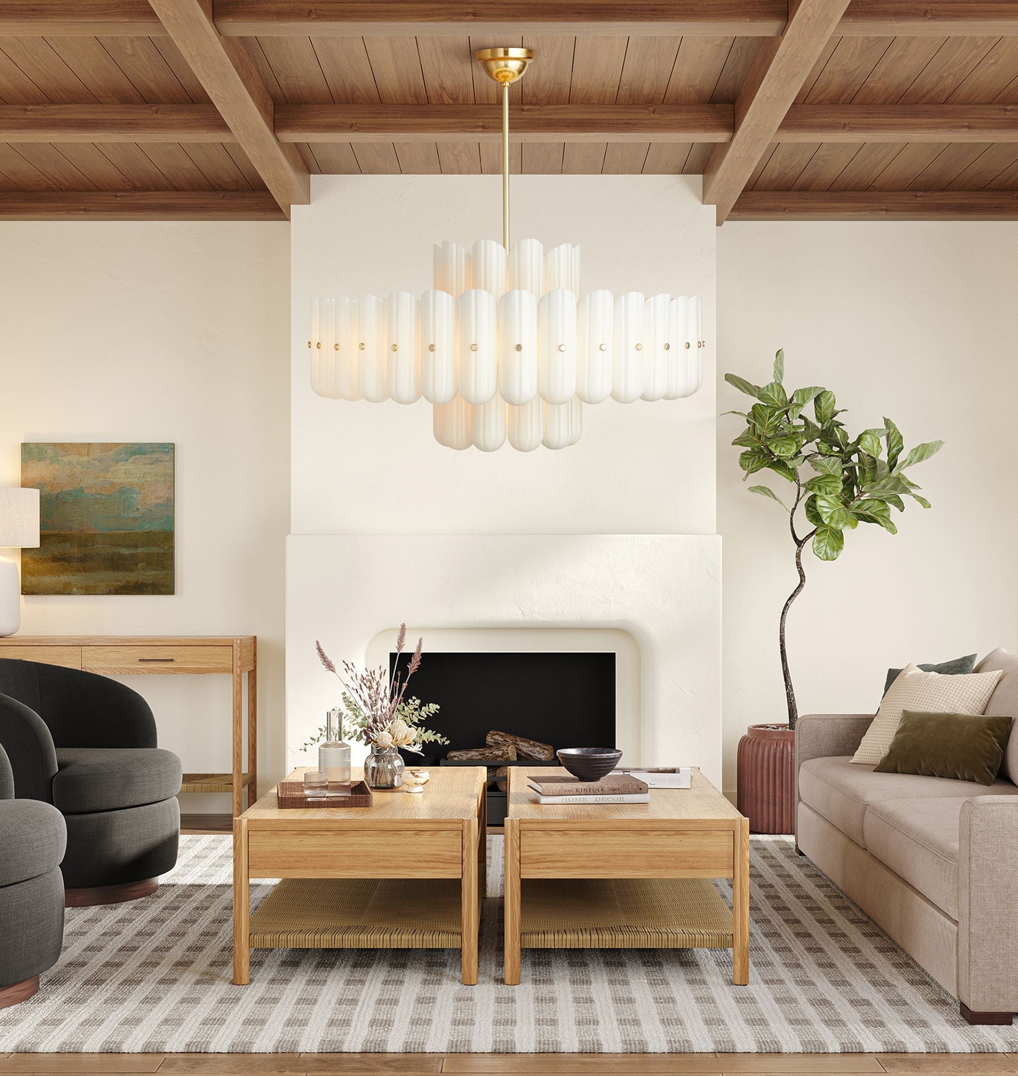 Lorna LED Double Tier Chandelier 25" 35" 46" - Aged Brass46"Blushlighting