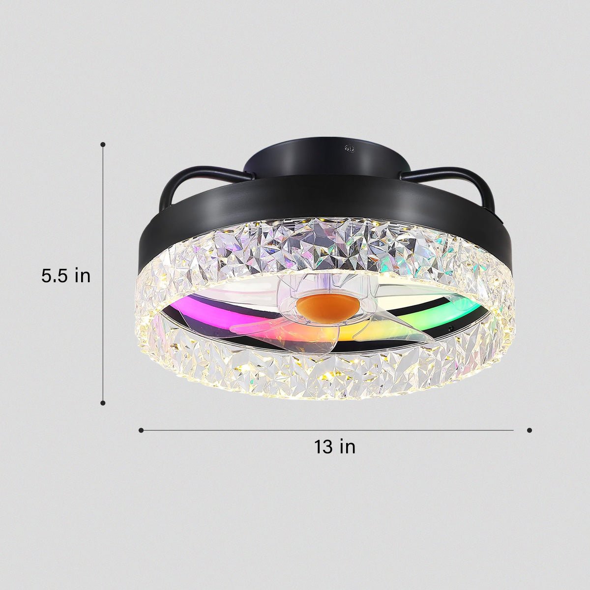 Low Profile Ceiling Fan Light with Remote 13" - Black & RGBBlushlighting