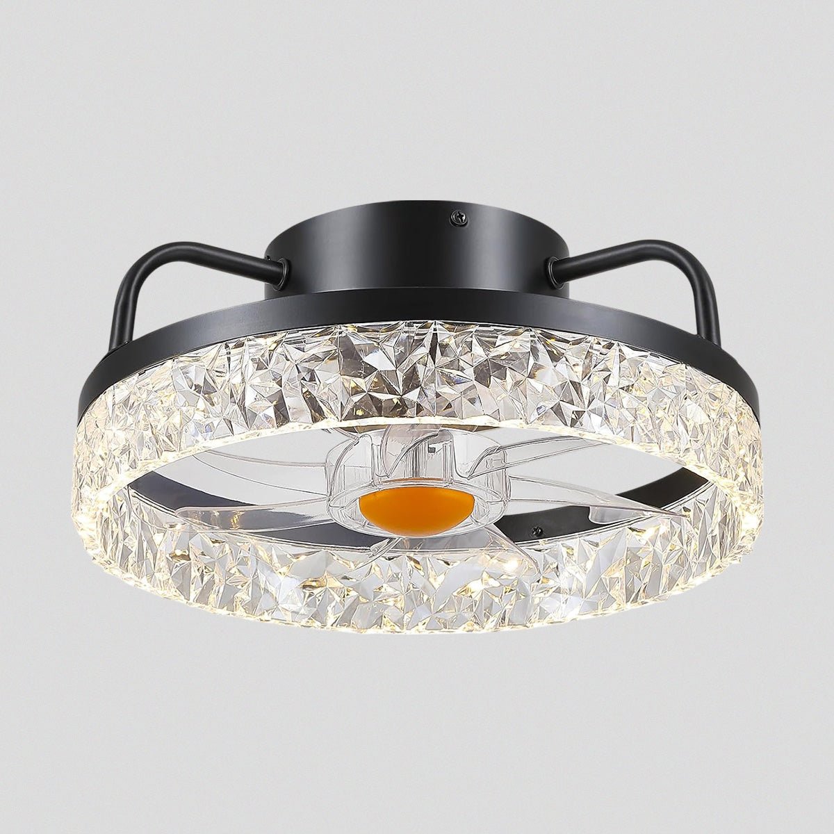 Low Profile Ceiling Fan Light with Remote 13" - BlackBlushlighting