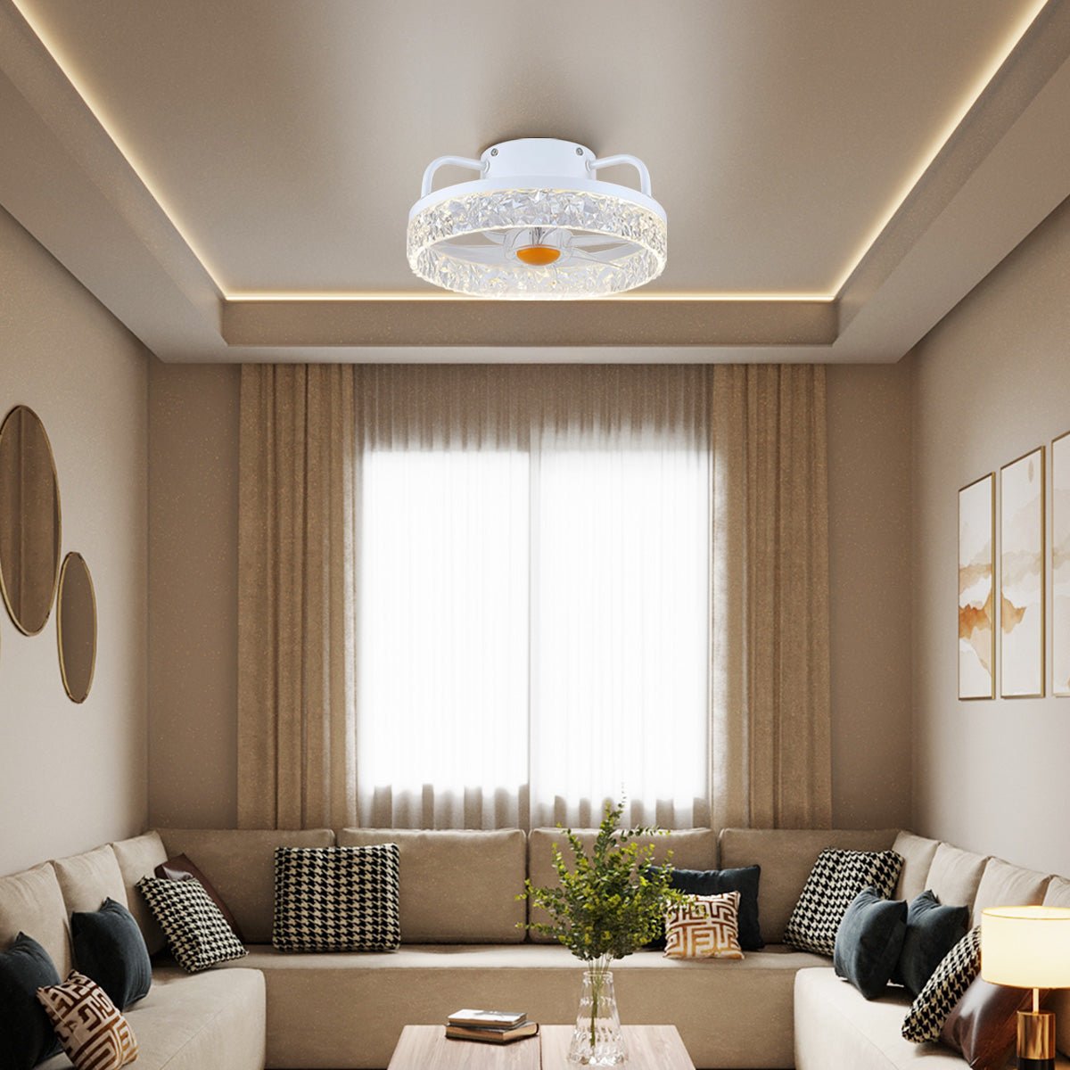 Low Profile Ceiling Fan Light with Remote 13" - Blushlighting