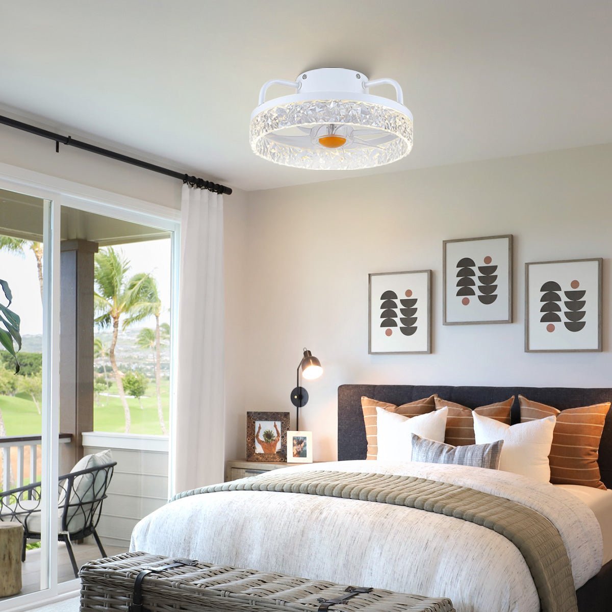 Low Profile Ceiling Fan Light with Remote 13" - BlackBlushlighting