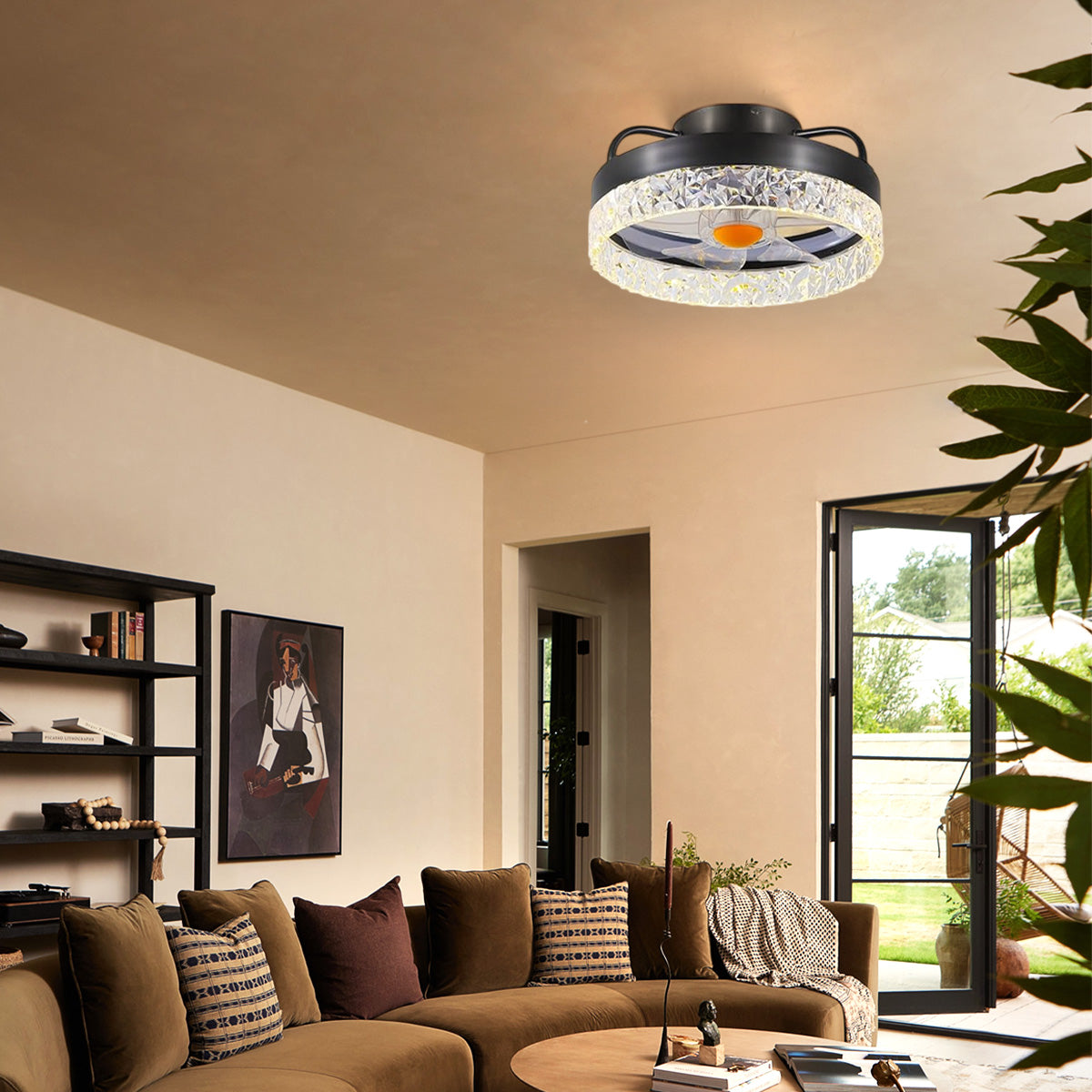 Low Profile Ceiling Fan Light with Remote 13"-Blushlighting
