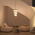 Lucente Noir Spiral Chandelier - ∅ 15.7″ x H 39.4″Grey+Clear Glass & NickelBlushlighting