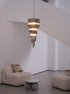 Lucente Noir Spiral Chandelier - ∅ 15.7″ x H 39.4″Grey+Clear Glass & NickelBlushlighting