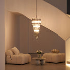 Lucente Noir Spiral Chandelier - ∅ 15.7″ x H 39.4″Grey+Clear Glass & NickelBlushlighting