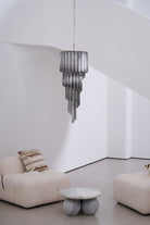 Lucente Noir Spiral Chandelier - ∅ 15.7″ x H 39.4″Grey+Clear Glass & NickelBlushlighting