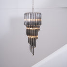 Lucente Noir Spiral Chandelier - ∅ 15.7″ x H 39.4″Grey+Clear Glass & NickelBlushlighting