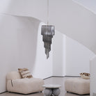 Lucente Noir Spiral Chandelier - ∅ 15.7″ x H 39.4″Grey+Clear Glass & NickelBlushlighting