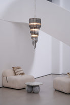 Lucente Noir Spiral Chandelier - ∅ 15.7″ x H 39.4″Grey+Clear Glass & NickelBlushlighting