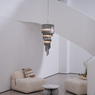Lucente Noir Spiral Chandelier - ∅ 15.7″ x H 39.4″Grey+Clear Glass & NickelBlushlighting