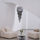 Lucente Noir Spiral Chandelier - ∅ 15.7″ x H 39.4″Grey+Clear Glass & NickelBlushlighting