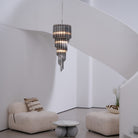 Lucente Noir Spiral Chandelier - ∅ 15.7″ x H 39.4″Grey+Clear Glass & NickelBlushlighting
