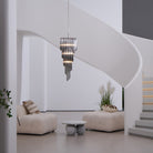 Lucente Noir Spiral Chandelier - ∅ 15.7″ x H 39.4″Grey+Clear Glass & NickelBlushlighting