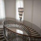Lucente Noir Spiral Chandelier - ∅ 15.7″ x H 39.4″Grey+Clear Glass & NickelBlushlighting