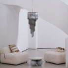 Lucente Noir Spiral Chandelier - ∅ 15.7″ x H 39.4″Grey+Clear Glass & NickelBlushlighting