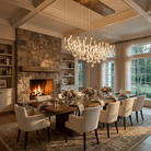 Lucerna LED Glass Flame Chandelier - Dia 23.6″ × H 39.4″Gold & ClearWarm LightBlushlighting