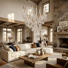 Lucerna LED Glass Flame Chandelier - Dia 23.6″ × H 39.4″Gold & ClearWarm LightBlushlighting