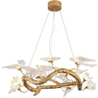 Lucky Bird Glass Branch Round Chandelier For Dining Room - 23.6" D X 16.5" HBlushlighting