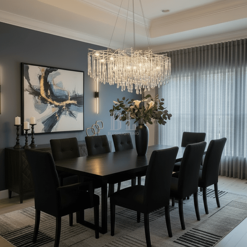 Lukas Oval Branching Brass Linear Teardrop Chandelier - 47" lengthDark CopperBlushlighting